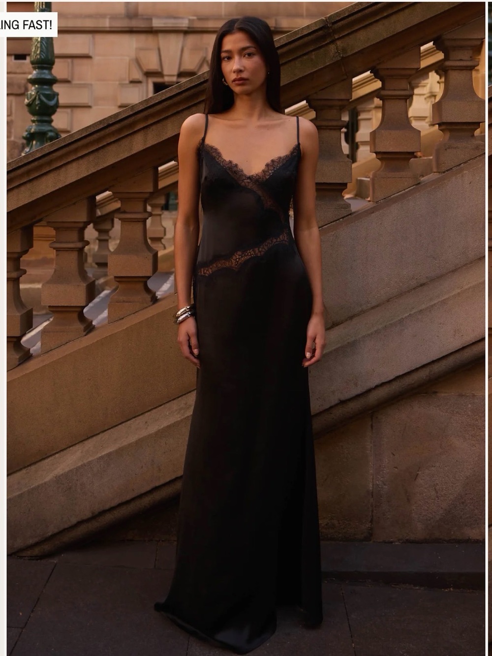 Peppermayo Black Lace-Trim Satin Slip Dress - Picture 2 of 3